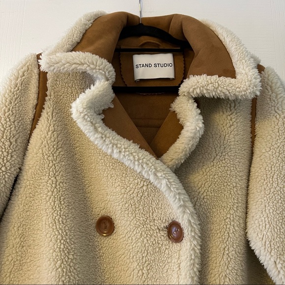 Stand Studio Off-White Faux Shearling Coat - Picture 7 of 13
